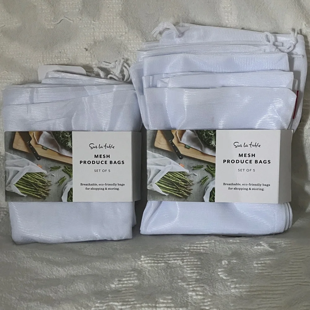 Sur La Table White Mesh Produce Bags Set